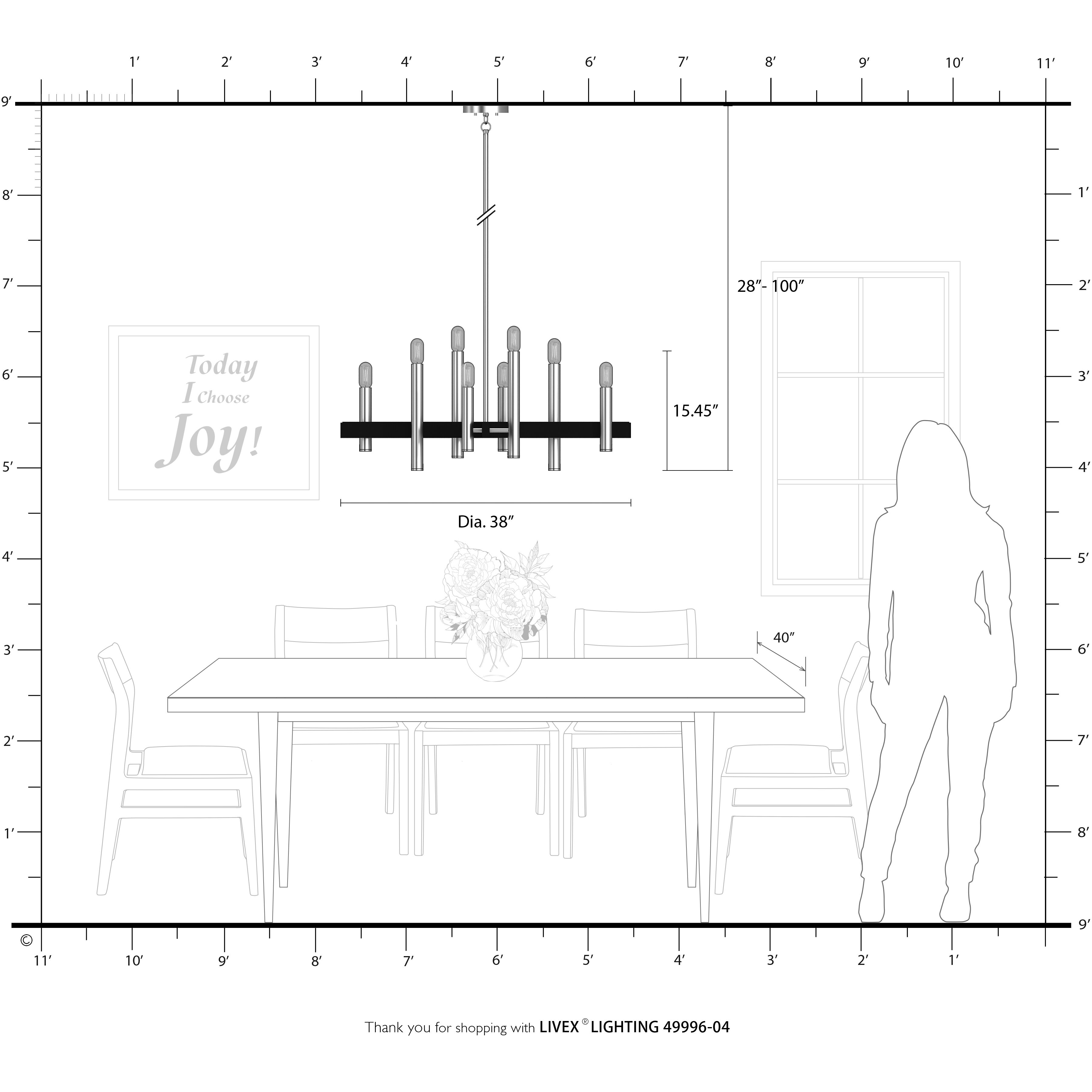 Helsinki 8 Light 38 inch Black with Brushed Nickel Accents Chandelier Ceiling Light