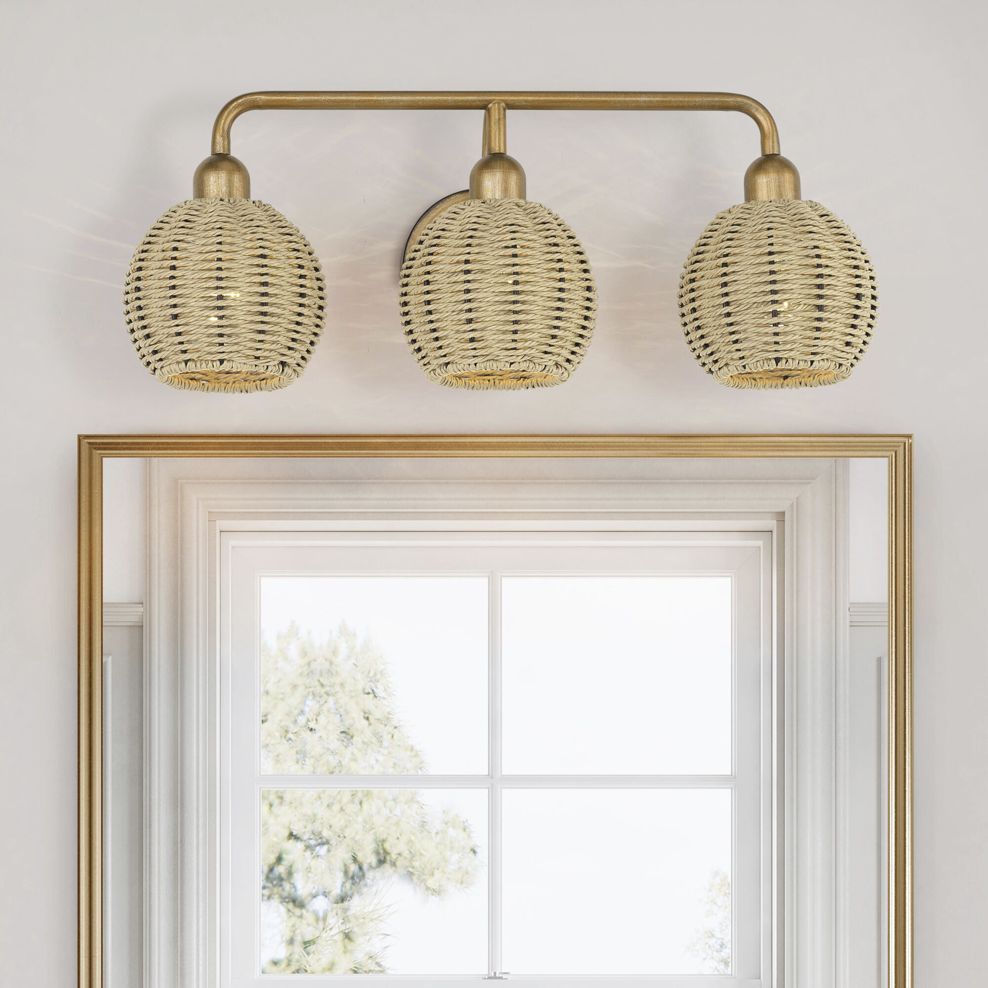 Summervine 3 Light 23.5 inch Antique Gold Leaf Vanity Wall Sconce Wall Light