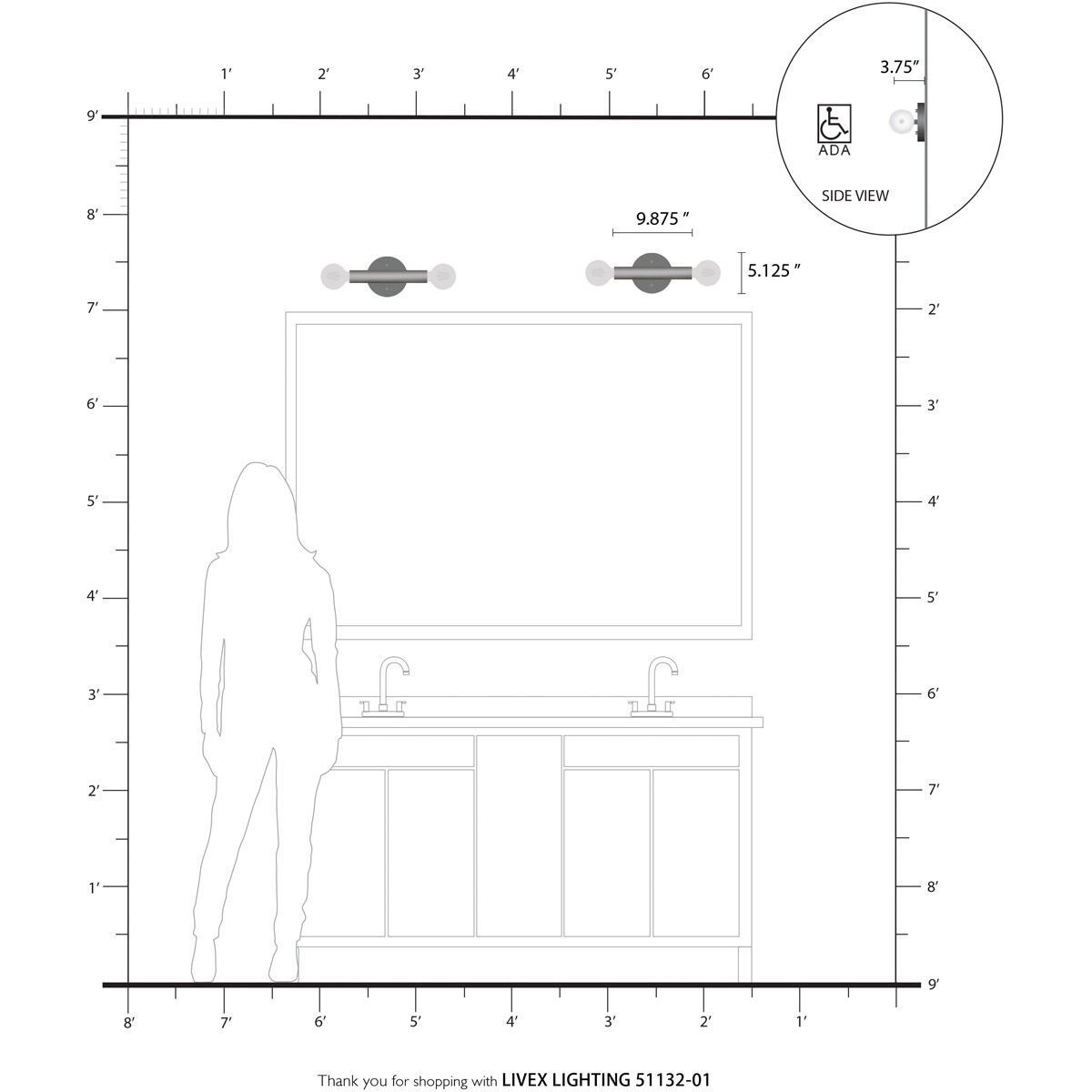 Copenhagen 2 Light 5 inch Antique Brass ADA ADA Wall Sconce Wall Light