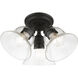 Moreland 3 Light 15 inch Black Semi-Flush Ceiling Light, Large