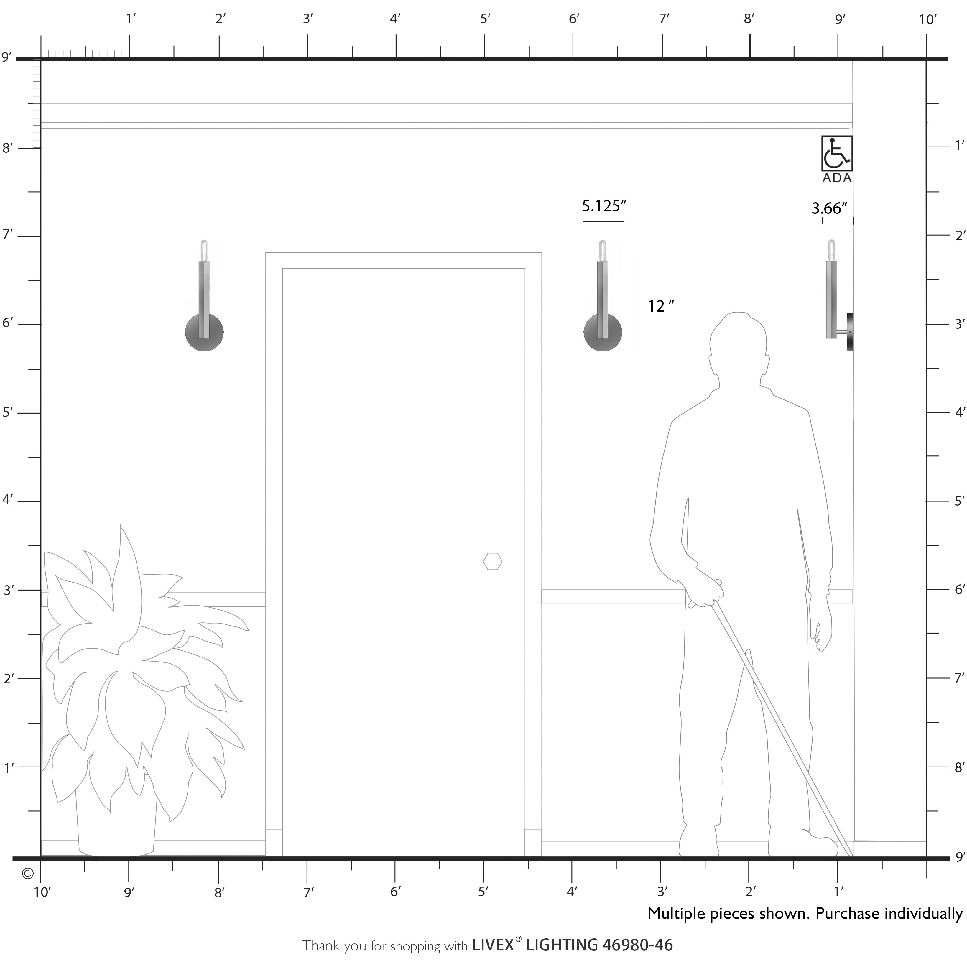 Monaco 1 Light 5.13 inch Black Chrome ADA Wall Sconce Wall Light