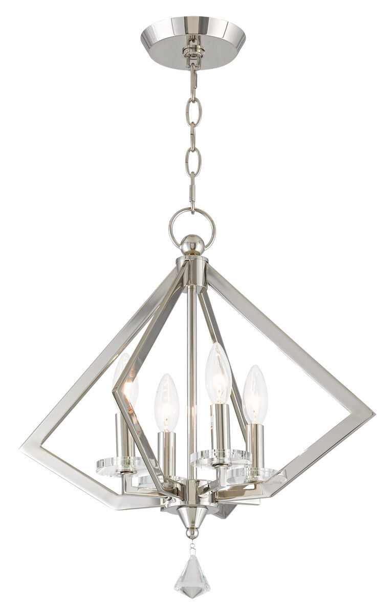 Diamond 4 Light 18 inch Polished Nickel Mini Chandelier Ceiling Light