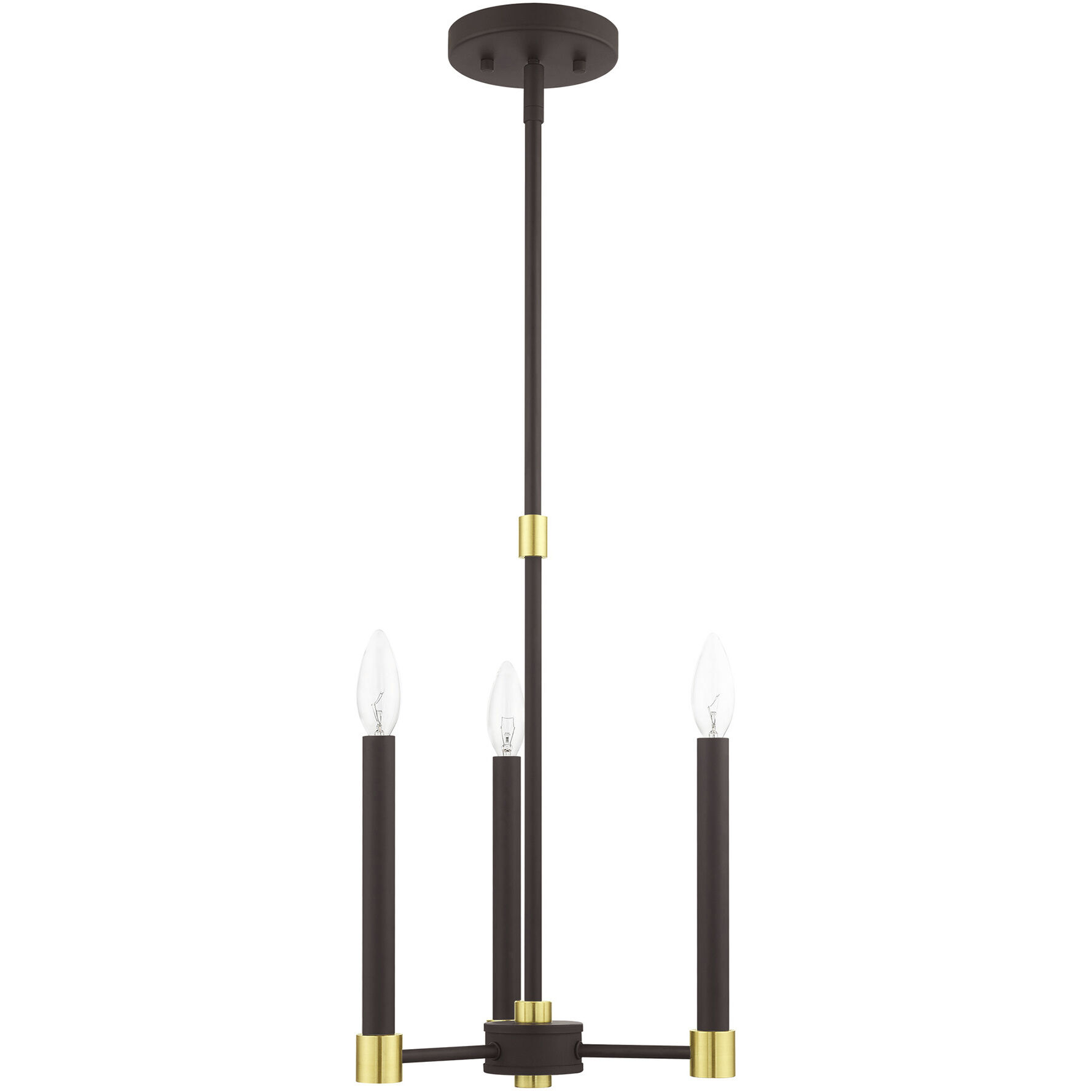 Karlstad 3 Light 12 inch Bronze with Satin Brass Accents Chandelier Ceiling Light