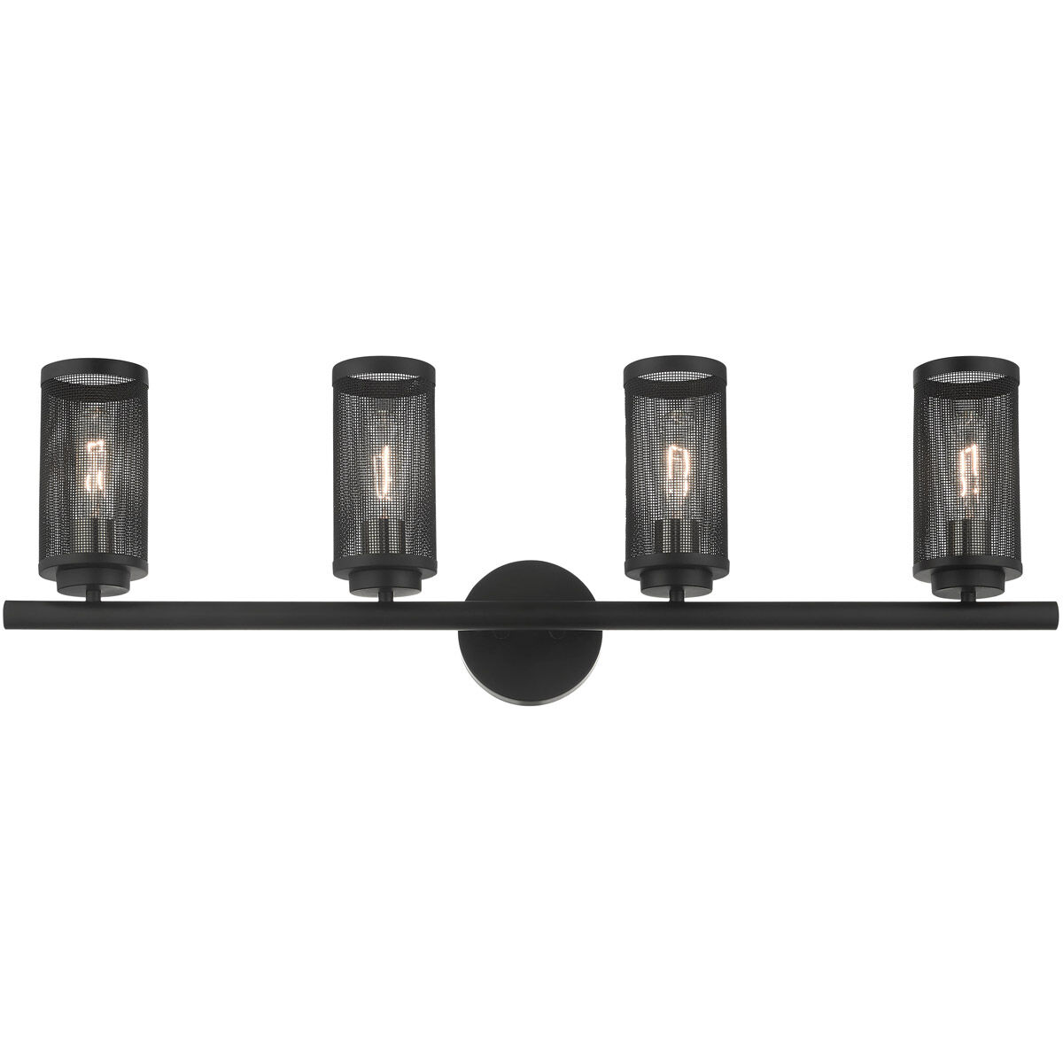Industro 4 Light 36 inch Black with Brushed Nickel Accents Vanity Sconce Wall Light