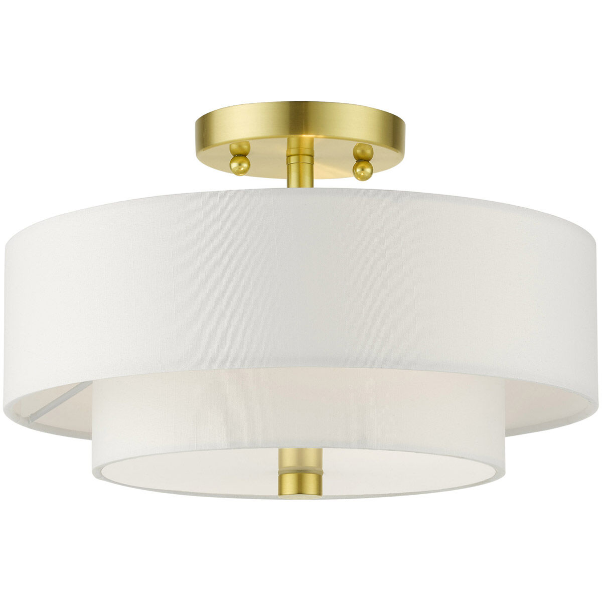 Meridian 2 Light 11 inch Satin Brass Semi Flush Ceiling Light