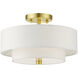 Meridian 2 Light 11 inch Satin Brass Semi Flush Ceiling Light