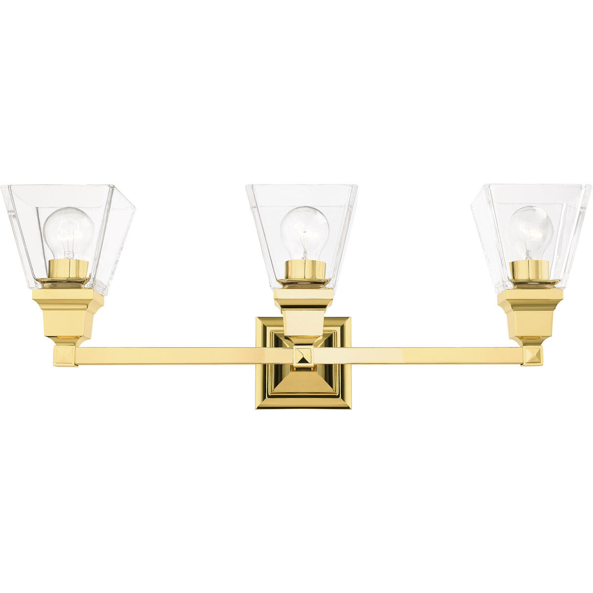 Mission 3 Light 25 inch Polished Brass Vanity Sconce Wall Light