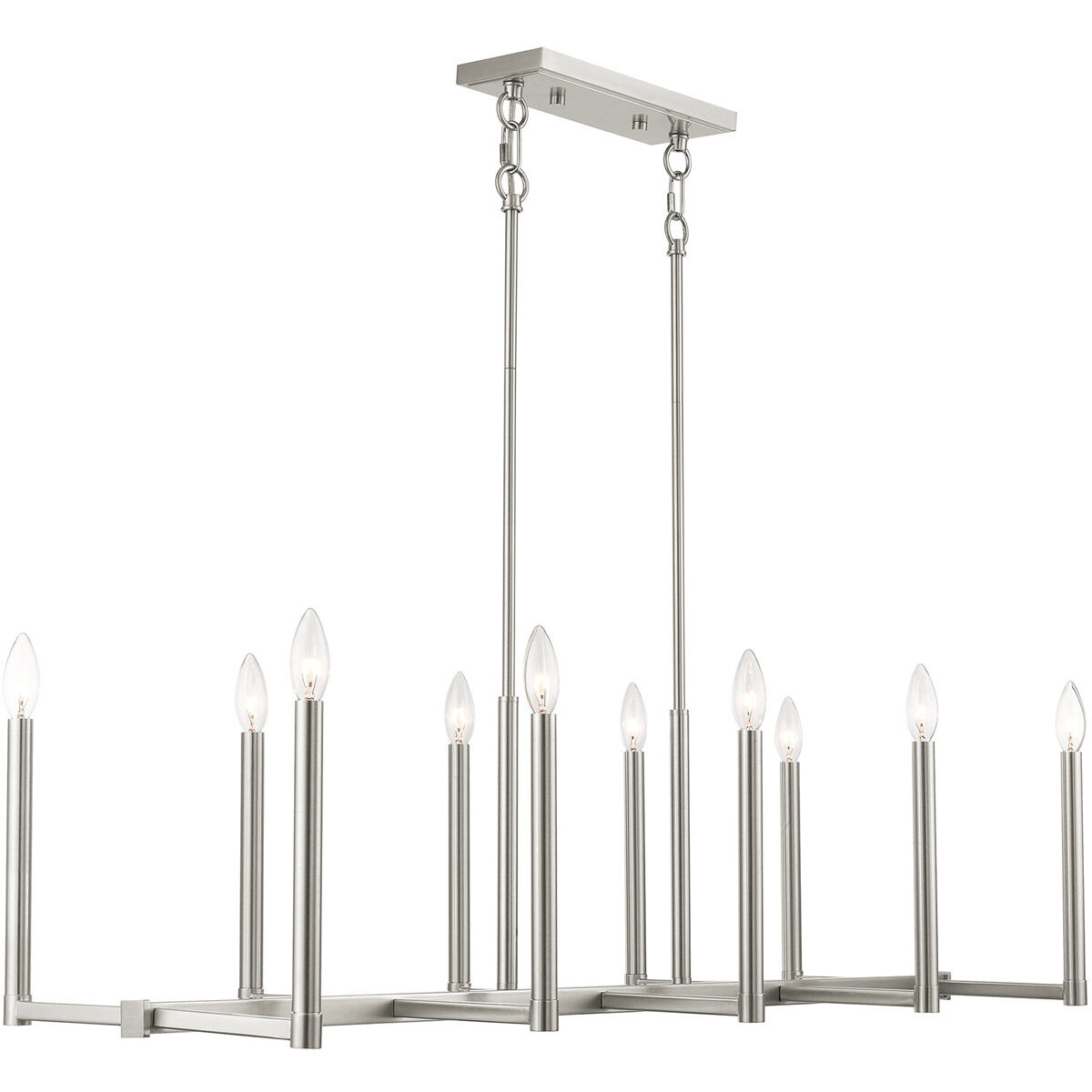 Alpine 10 Light 43 inch Brushed Nickel Linear Chandelier Ceiling Light