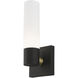 Aero ADA Wall Sconce Wall Light in Textured Black with Antique Brass Accent