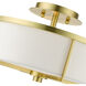 Wesley 2 Light 13 inch Satin Brass Semi Flush Ceiling Light