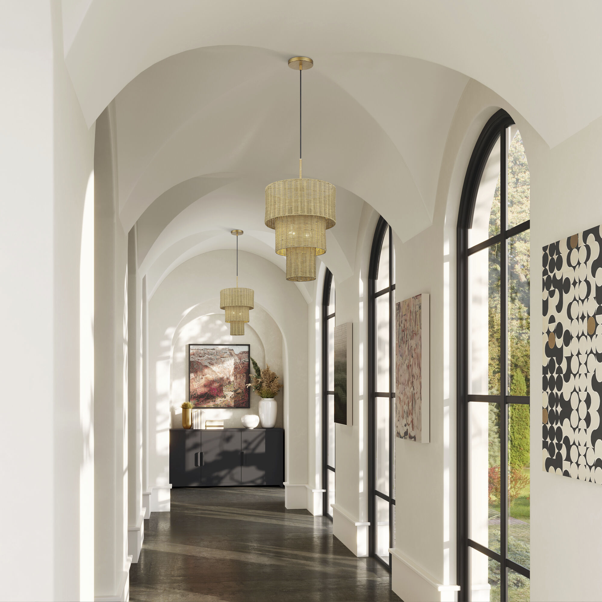 Weavington 2 Light 14 inch Antique Gold Leaf Pendant Ceiling Light