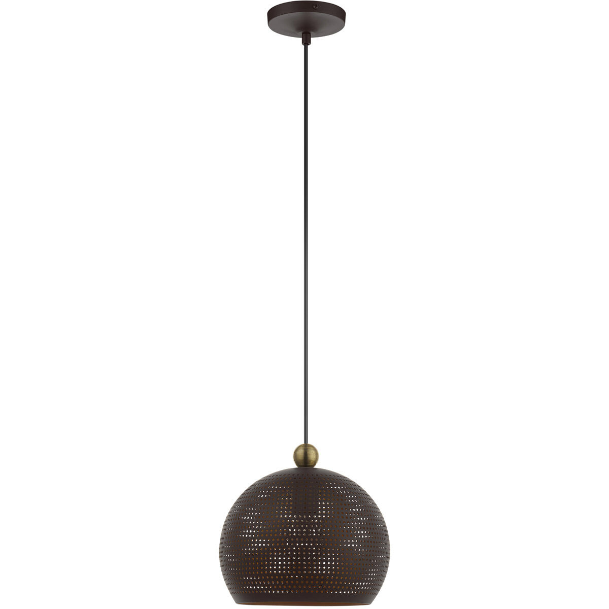 Dublin 1 Light 9.88 inch Bronze with Antique Brass Accents Pendant Ceiling Light