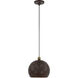Dublin 1 Light 10 inch Bronze with Antique Brass Accents Pendant Ceiling Light