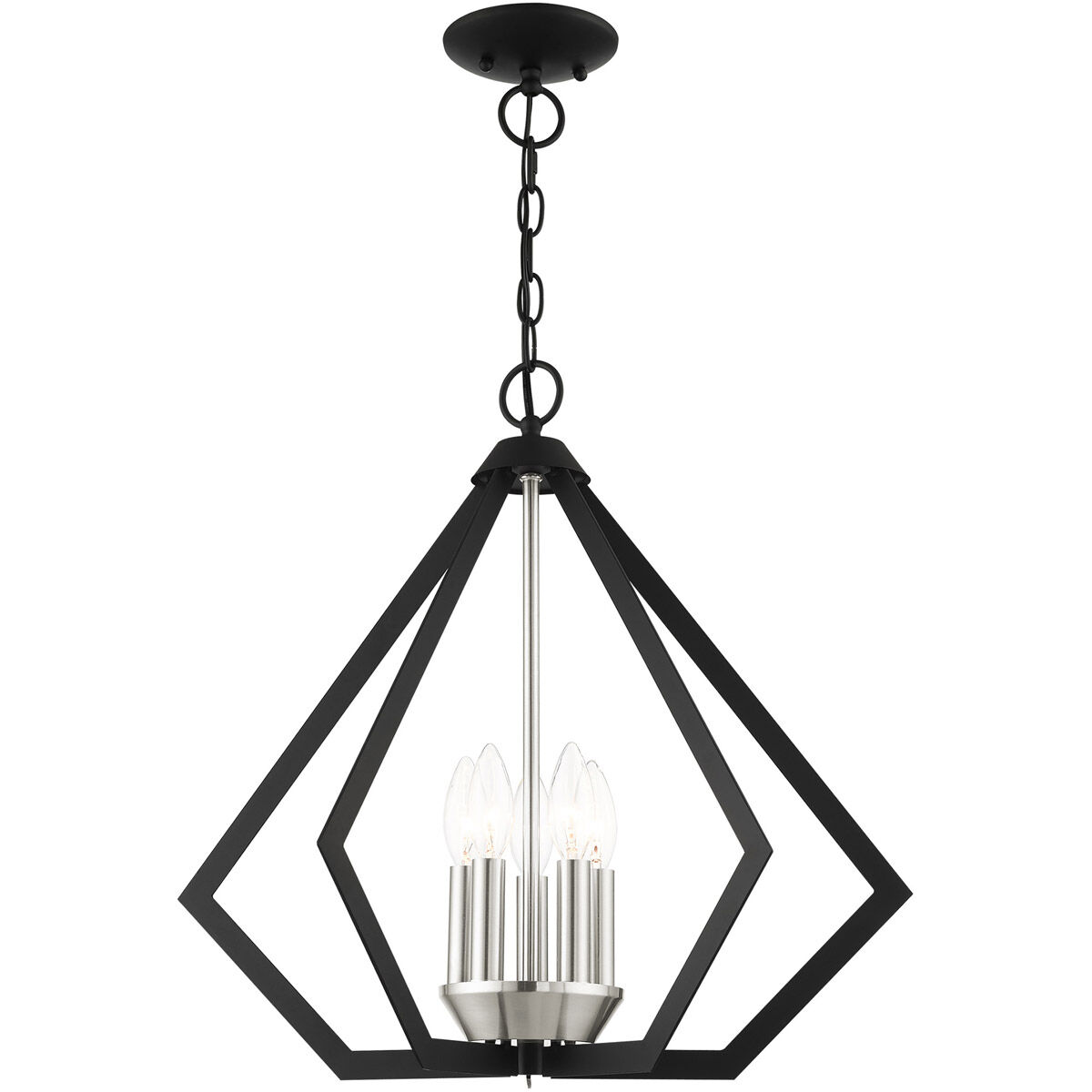 Prism 5 Light 20 inch Black with Brushed Nickel Cluster Chandelier Ceiling Light 