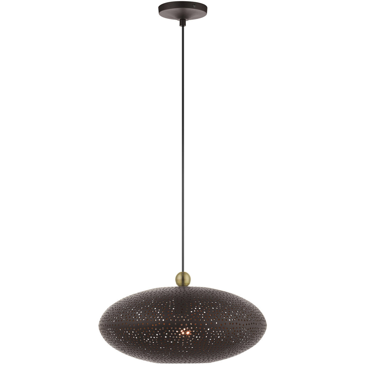 Dublin 1 Light 16 inch Bronze with Antique Brass Accents Pendant Ceiling Light