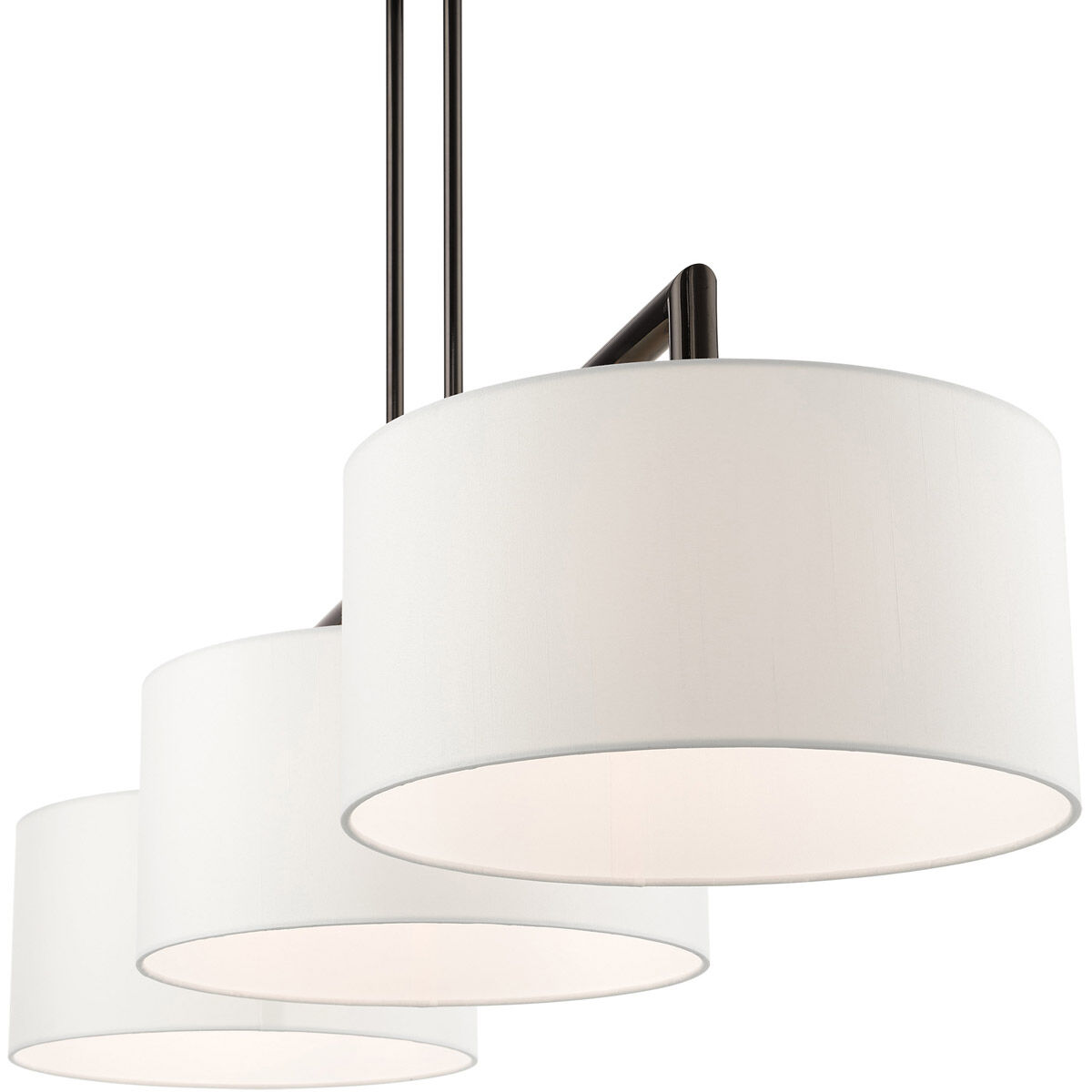 Meridian 3 Light 51 inch Black Chrome Linear Chandelier Ceiling Light