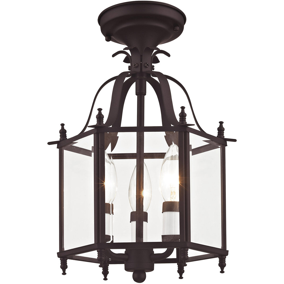 Livingston 3 Light 10 inch Bronze Convertible Mini Pendant/Ceiling Mount Ceiling Light