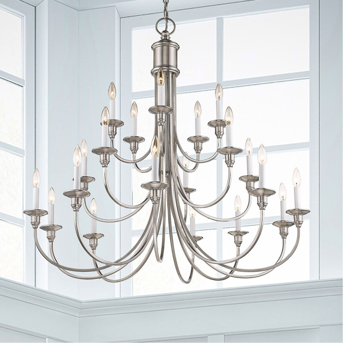 Cranford 20 Light 42 inch Brushed Nickel Foyer Chandelier Ceiling Light