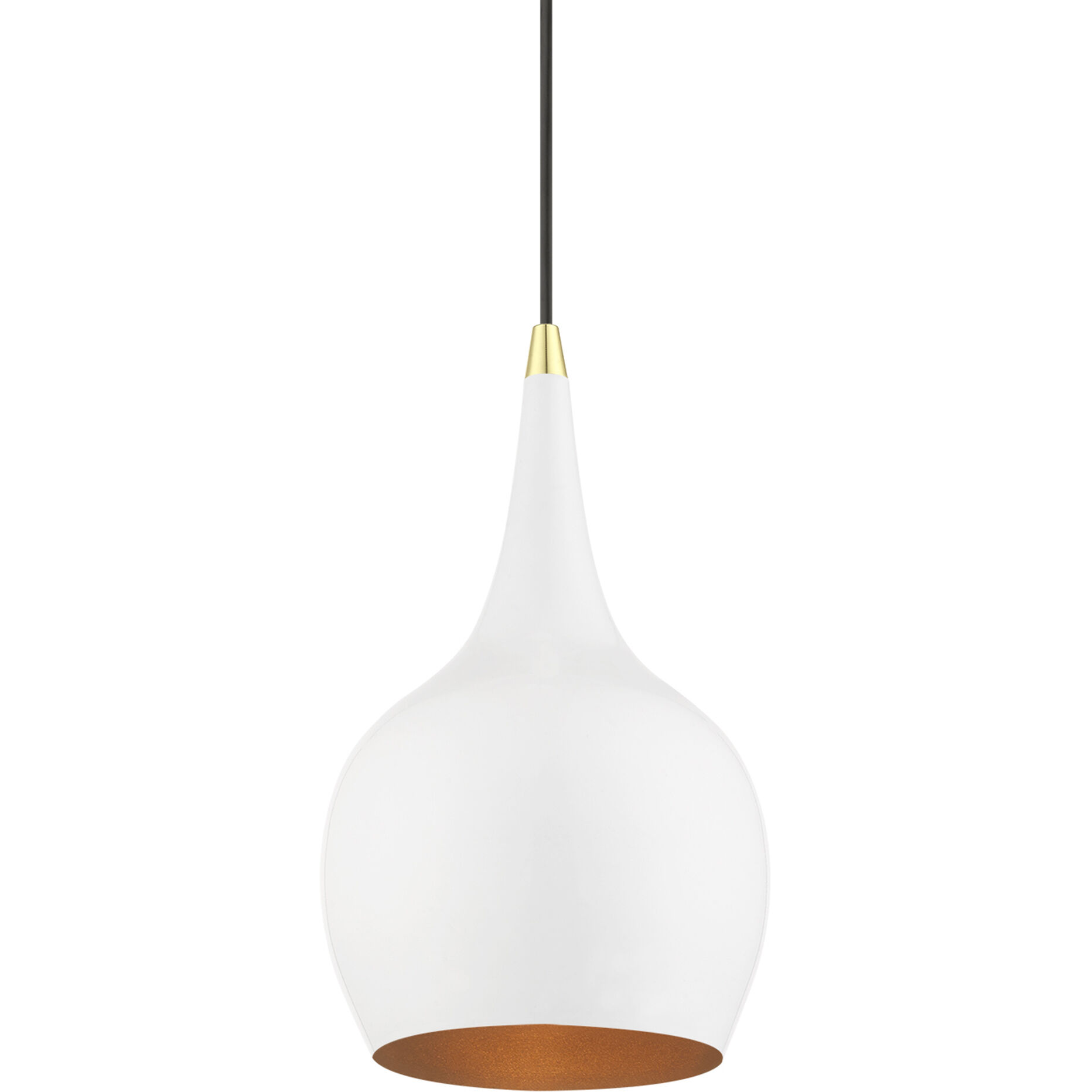 Andes 1 Light 8 inch Shiny White with Polished Brass Accents Mini Pendant Ceiling Light