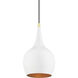 Andes 1 Light 8 inch Shiny White with Polished Brass Accents Mini Pendant Ceiling Light
