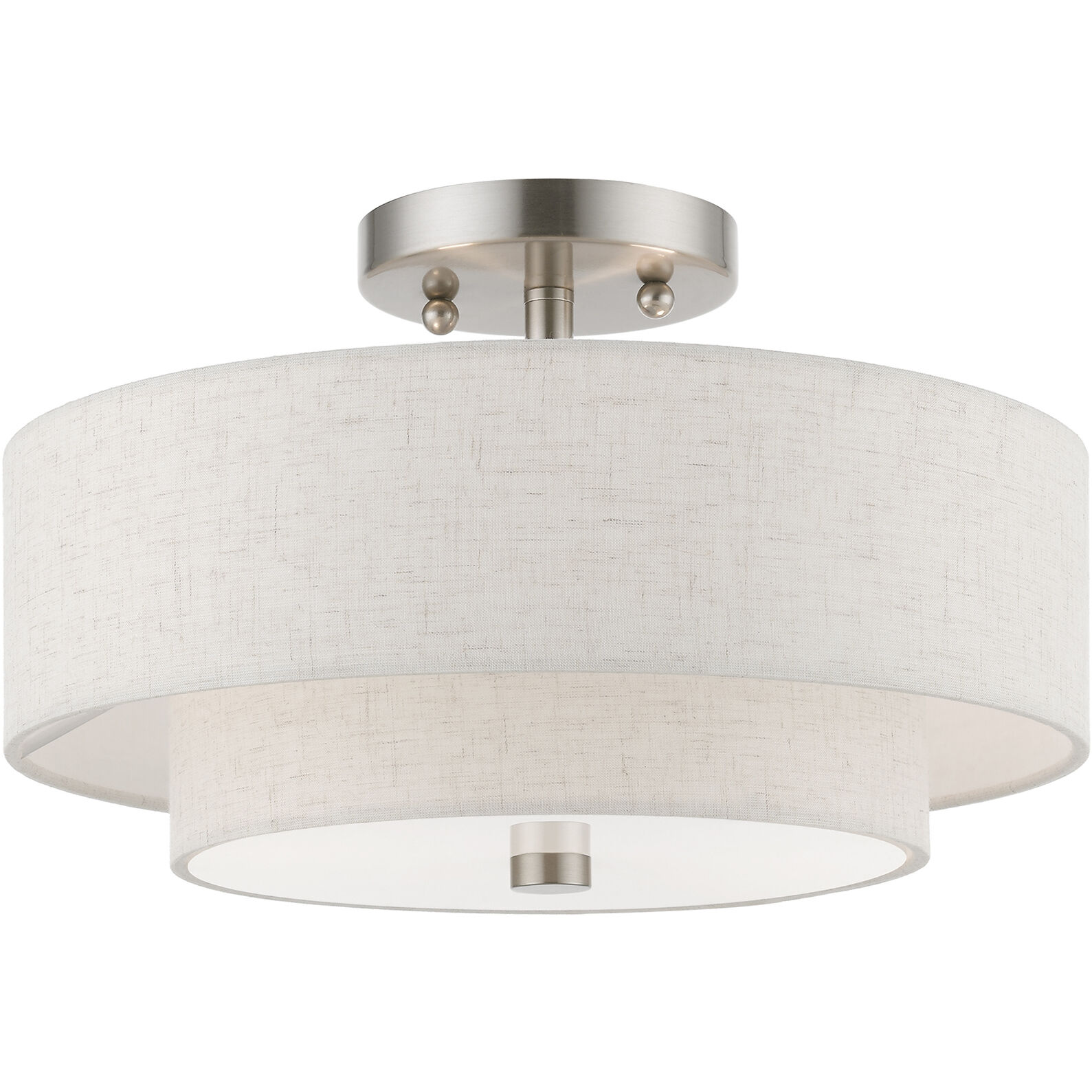 Meridian 2 Light 13 inch Brushed Nickel Semi-Flush Ceiling Light