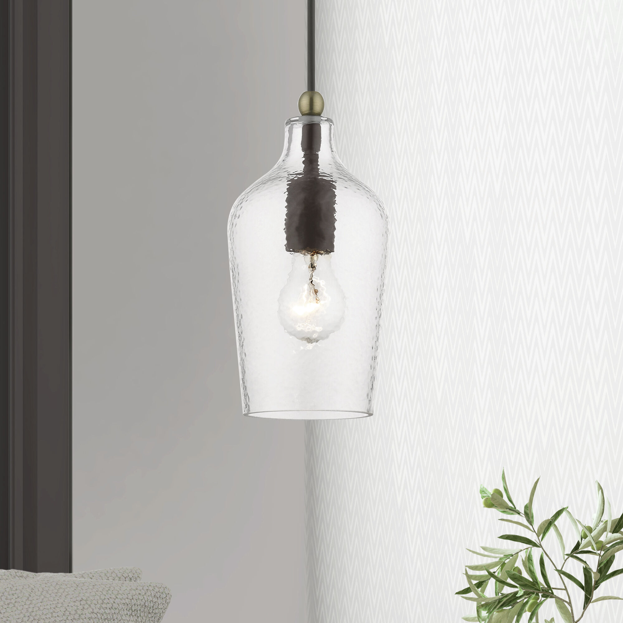 Avery 1 Light 5 inch Bronze with Antique Brass Accent Mini Pendant Ceiling Light