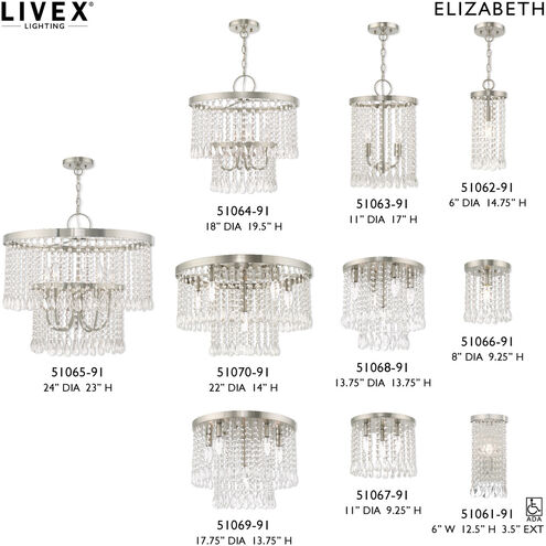 Elizabeth 4 Light 18 inch Brushed Nickel Pendant Chandelier Ceiling Light