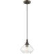 Art Glass 1 Light 8 inch English Bronze Mini Pendant Ceiling Light in Shiny Dark Gray