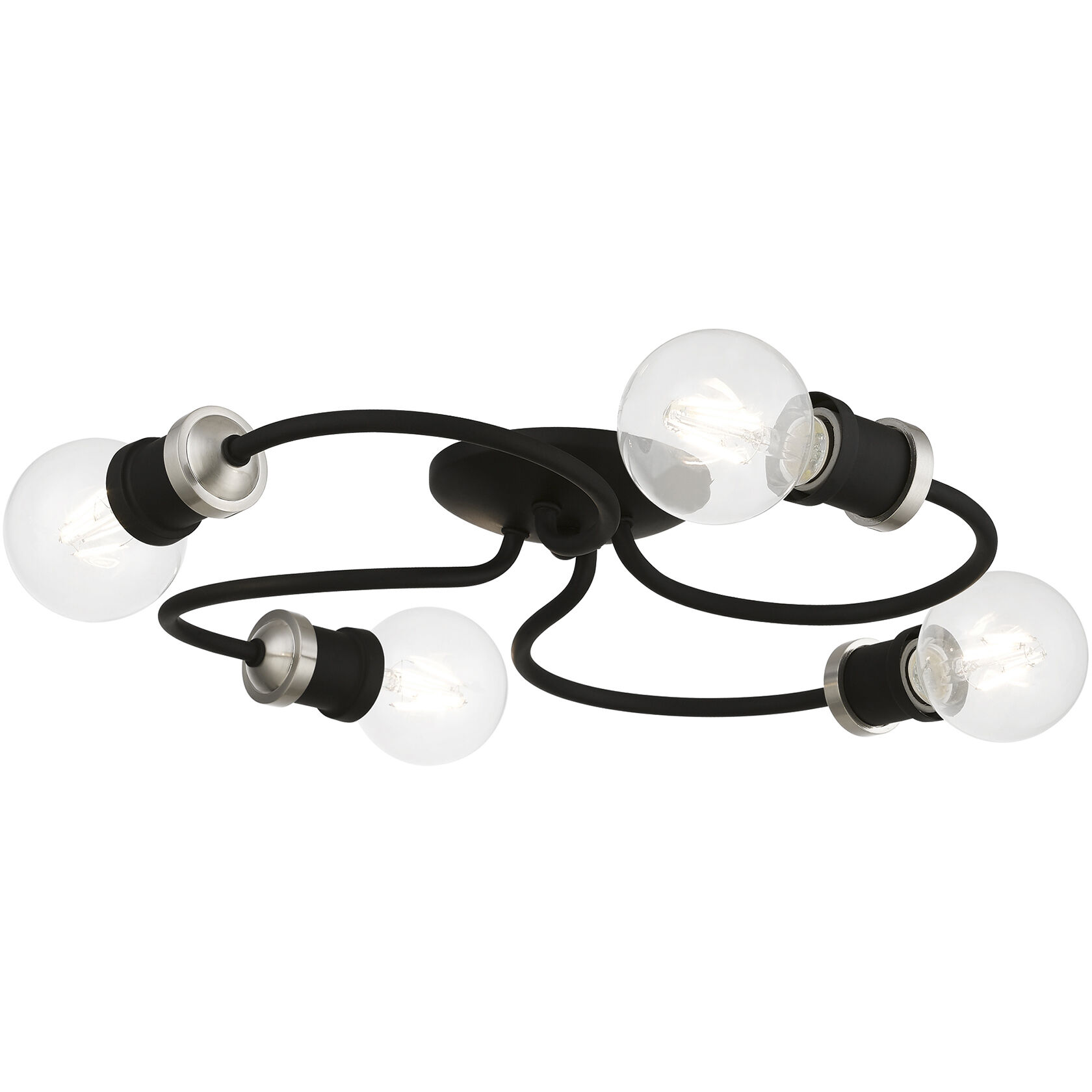 Bromley 4 Light 16 inch Black with Brushed Nickel Accents Flush Mount Ceiling Light, Large