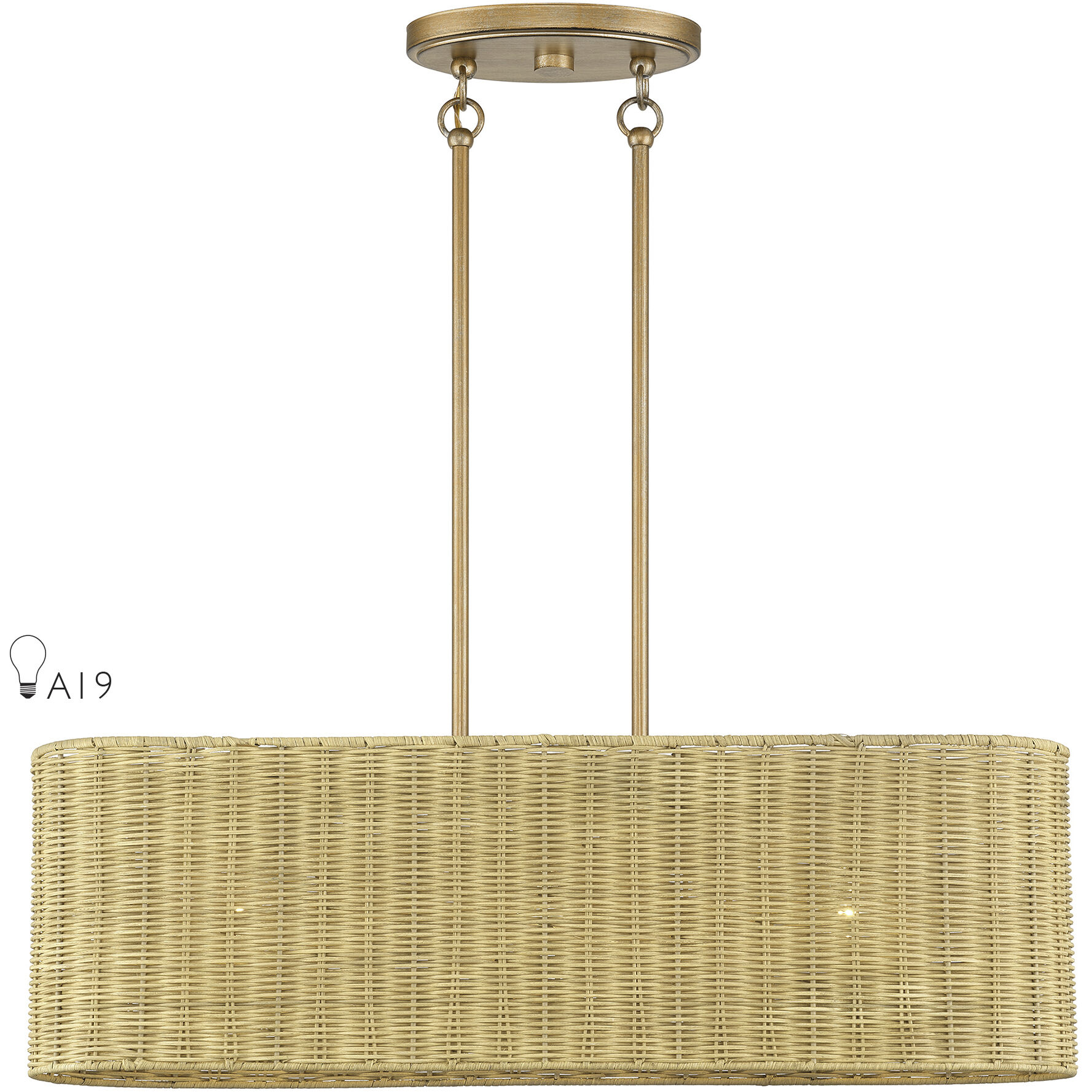 Weavington 3 Light 30 inch Antique Gold Leaf Linear Chandelier Ceiling Light, Medium