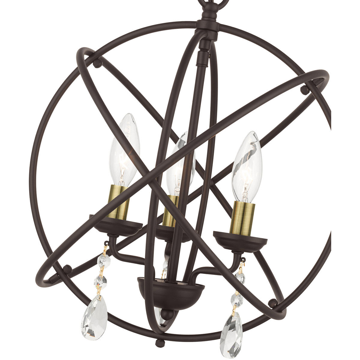 Aria 3 Light 15.5 inch Bronze Convertible Chandelier / Semi Flush Ceiling Light