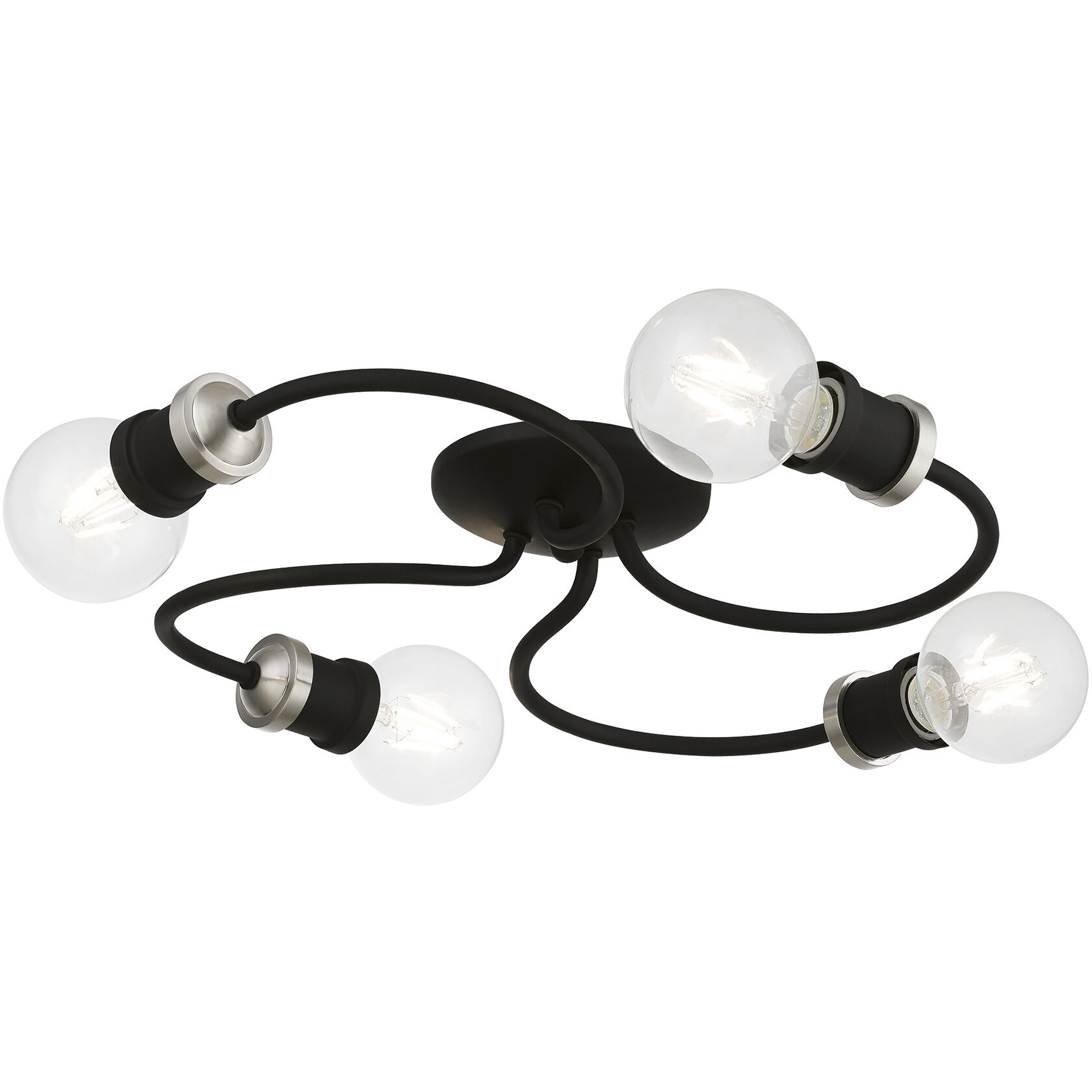 Bromley 4 Light 16 inch Black with Brushed Nickel Accents Flush Mount Ceiling Light, Large