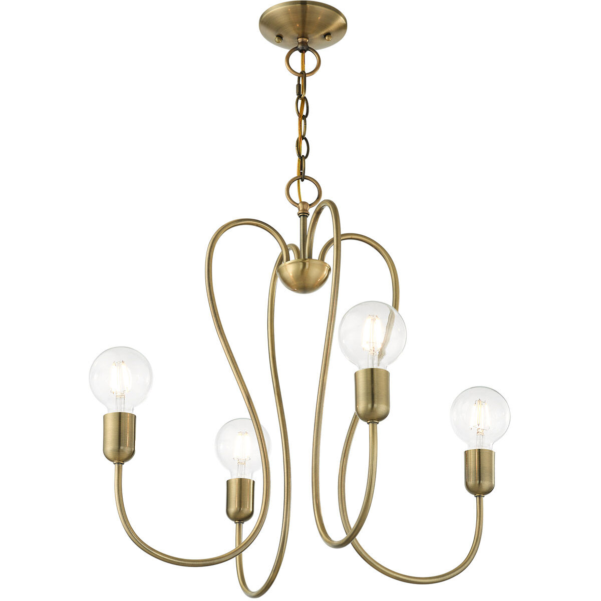 Lucerne 4 Light 20 inch Antique Brass Chandelier Ceiling Light