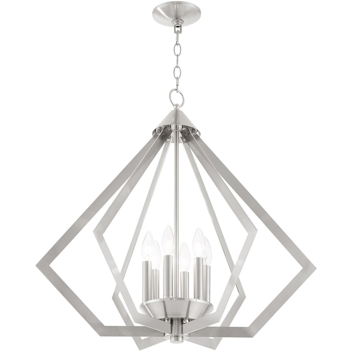Prism 6 Light 26 inch Brushed Nickel Chandelier Ceiling Light
