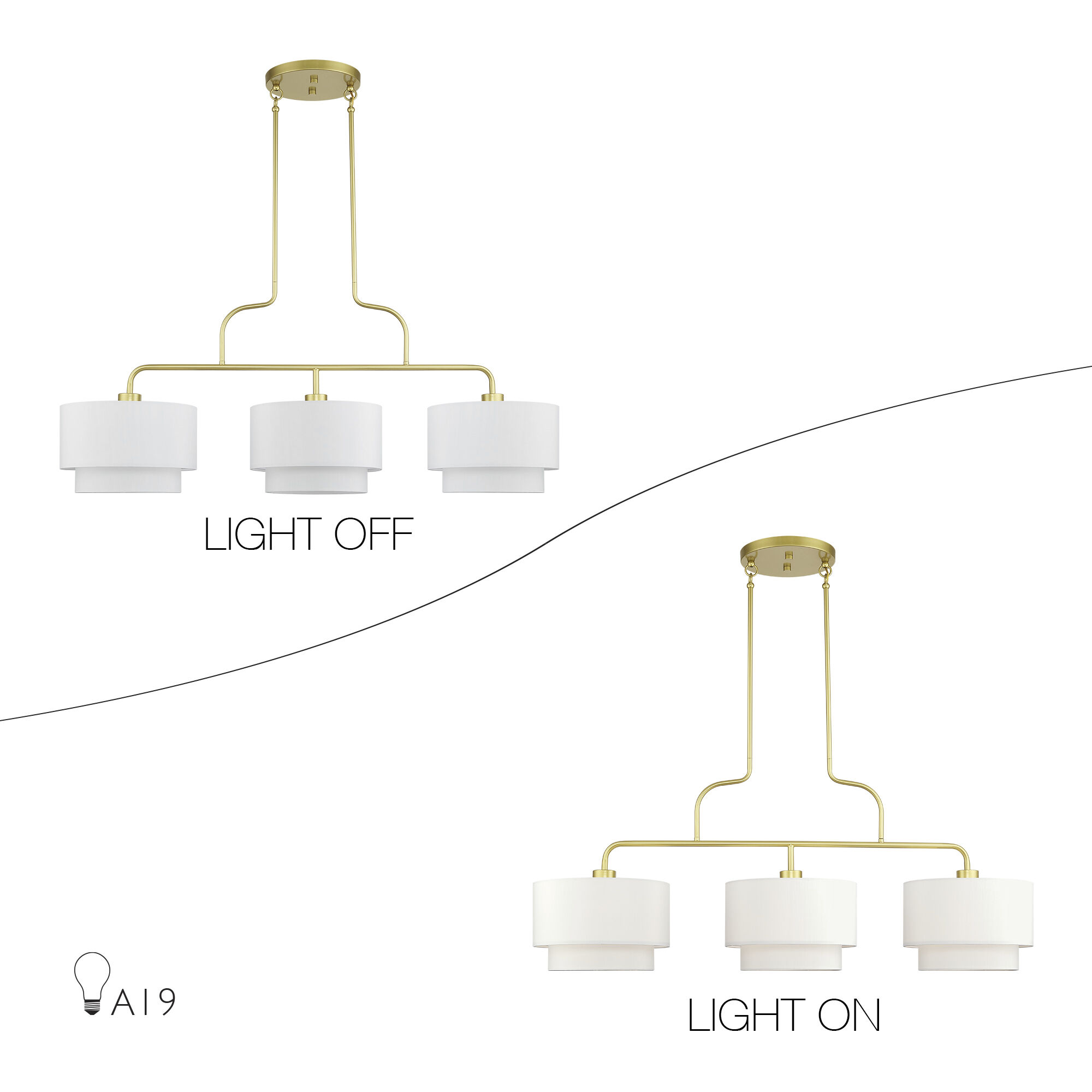 Manorwood 3 Light 49 inch Soft Gold Linear Chandelier Ceiling Light