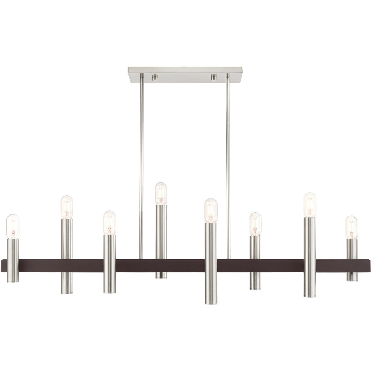 Helsinki 8 Light 10 inch Brushed Nickel with Bronze Accents Chandelier Ceiling Light