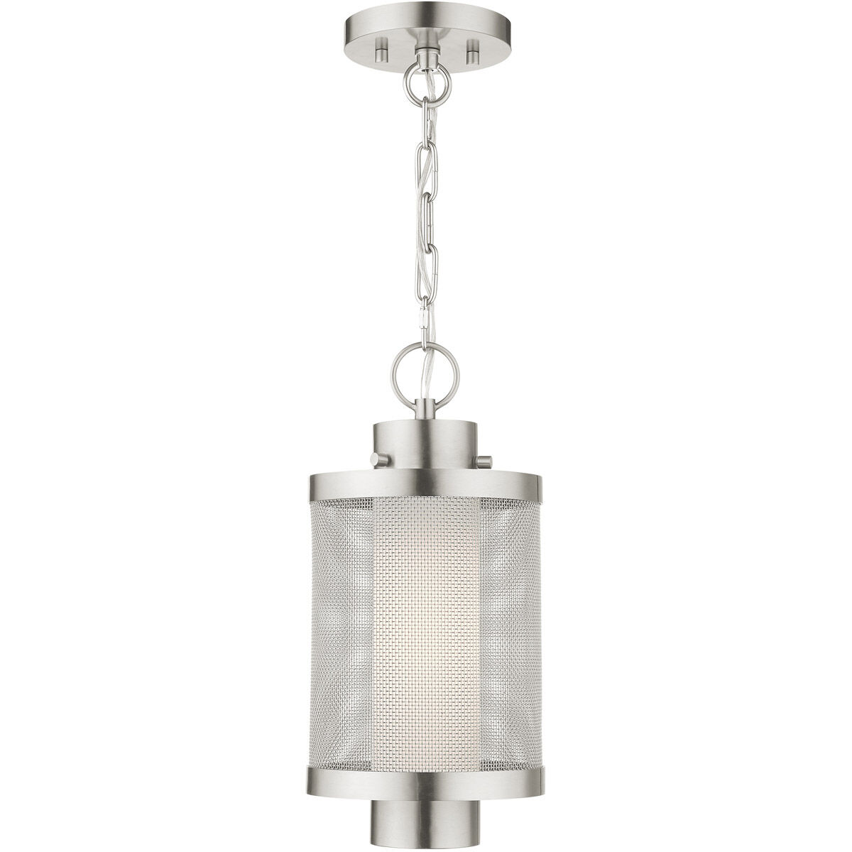 Nottingham 1 Light 9 inch Brushed Nickel Outdoor Pendant Lantern