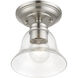 Moreland 1 Light 6 inch Brushed Nickel Small Semi-Flush Ceiling Light, Small