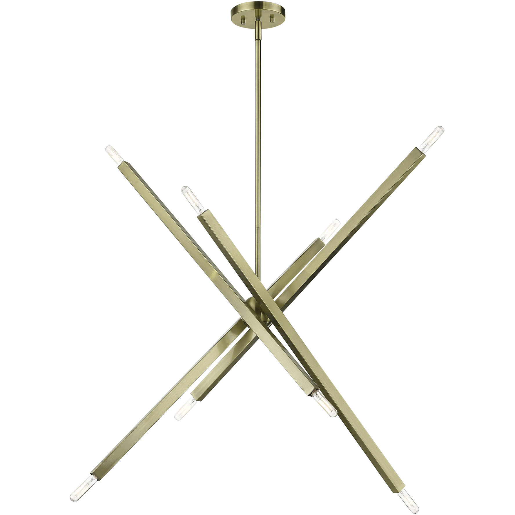 Monaco 8 Light 35 inch Antique Brass Linear Chandelier Ceiling Light, Large