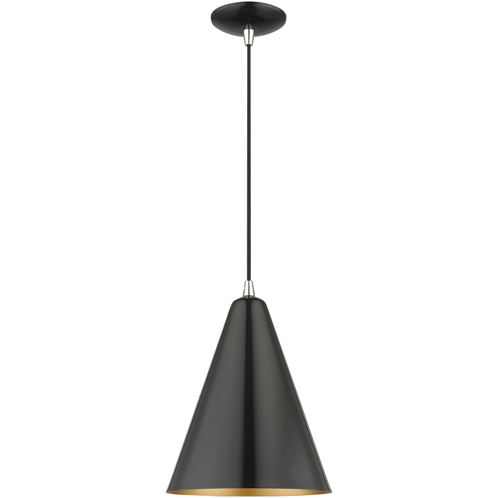 Dulce 1 Light 10 inch Shiny Black with Polished Chrome Accents Pendant Ceiling Light