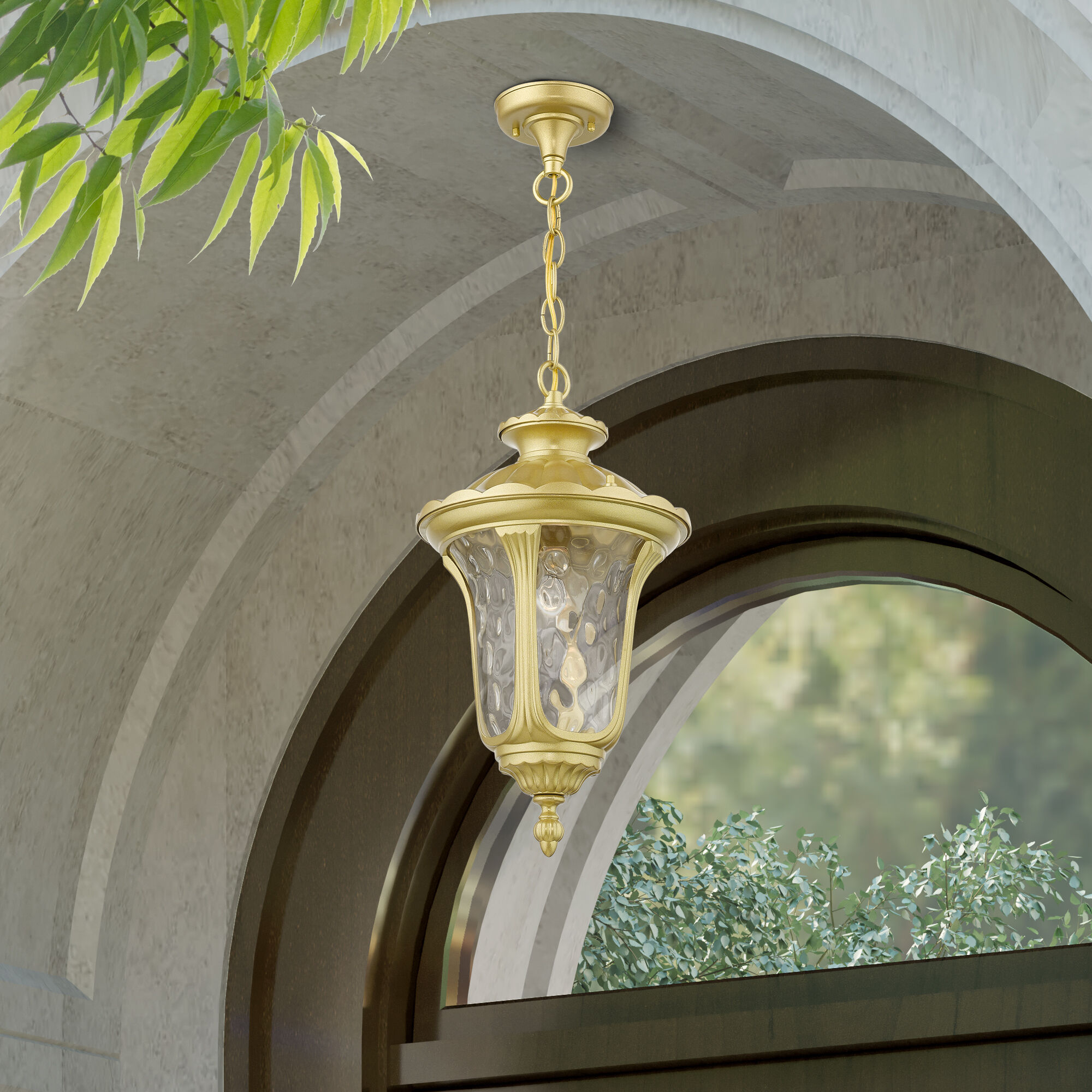 Oxford 1 Light 9.5 inch Soft Gold Outdoor Pendant Lantern, Medium