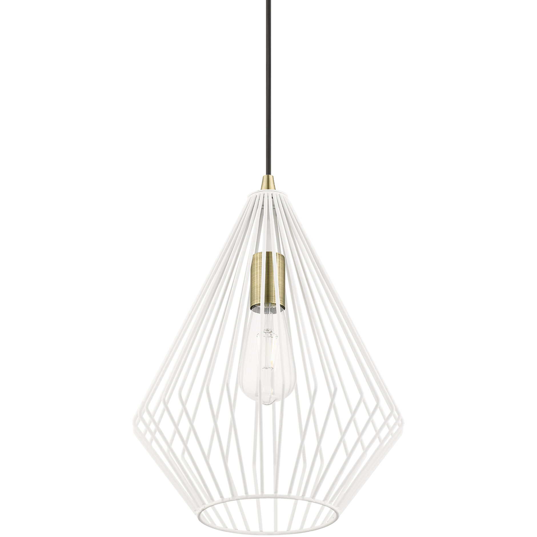 Linz 1 Light 12 inch Textured White with Antique Brass Accents Pendant Ceiling Light