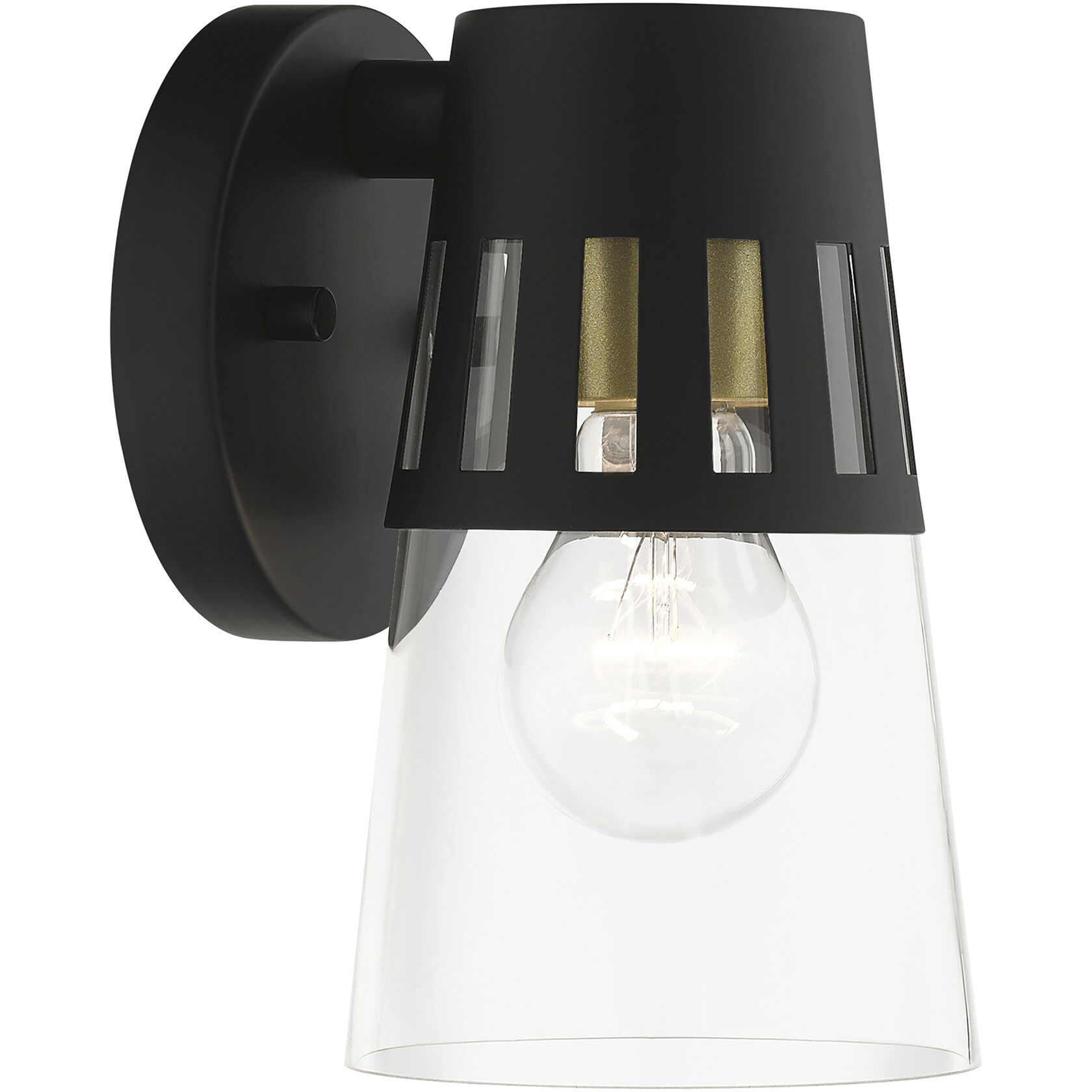 Covington 1 Light 8 inch Black with Soft Gold Finish Accents Outdoor Wall Lantern, Small