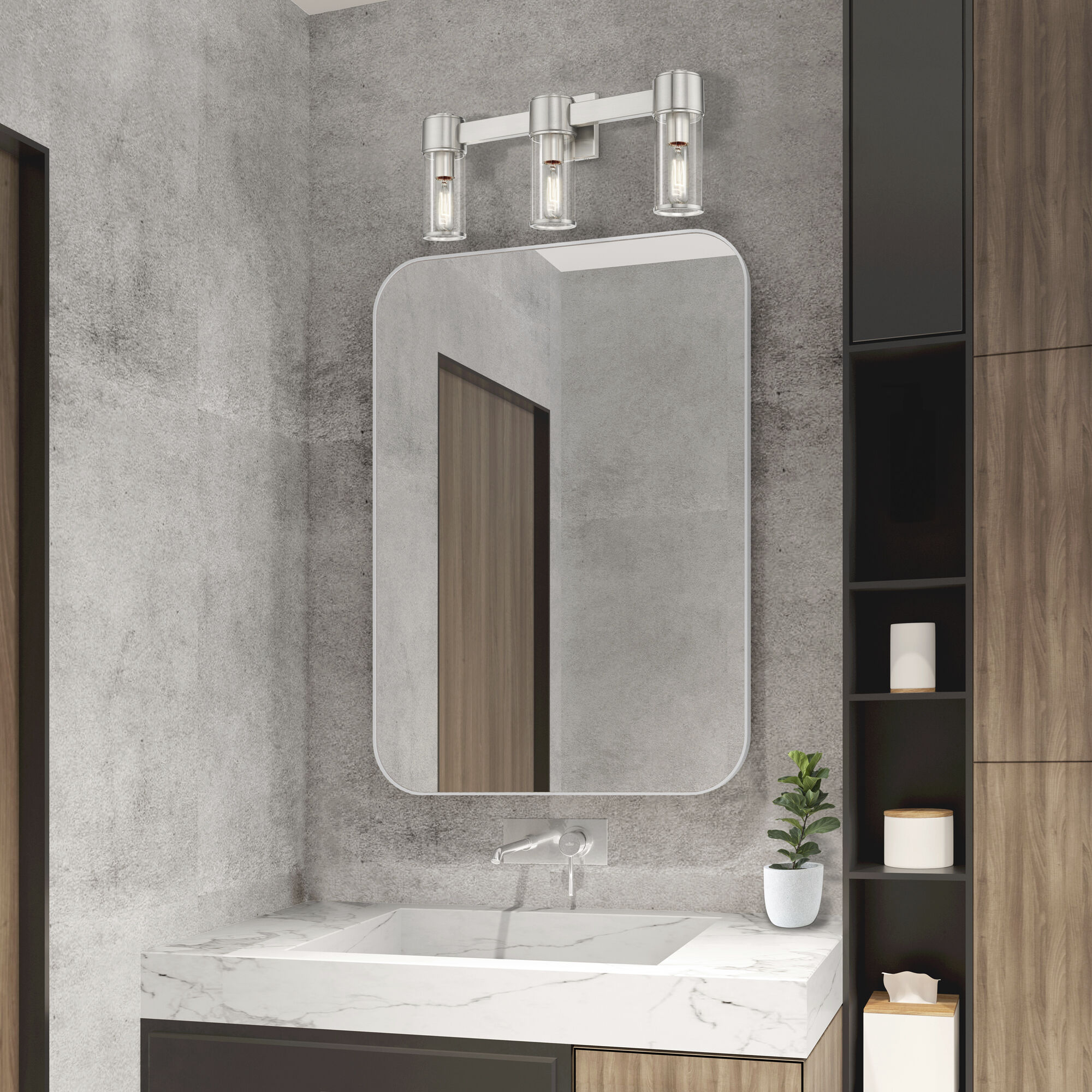 Quincy 3 Light 22.5 inch Brushed Nickel Vanity Wall Sconce Wall Light