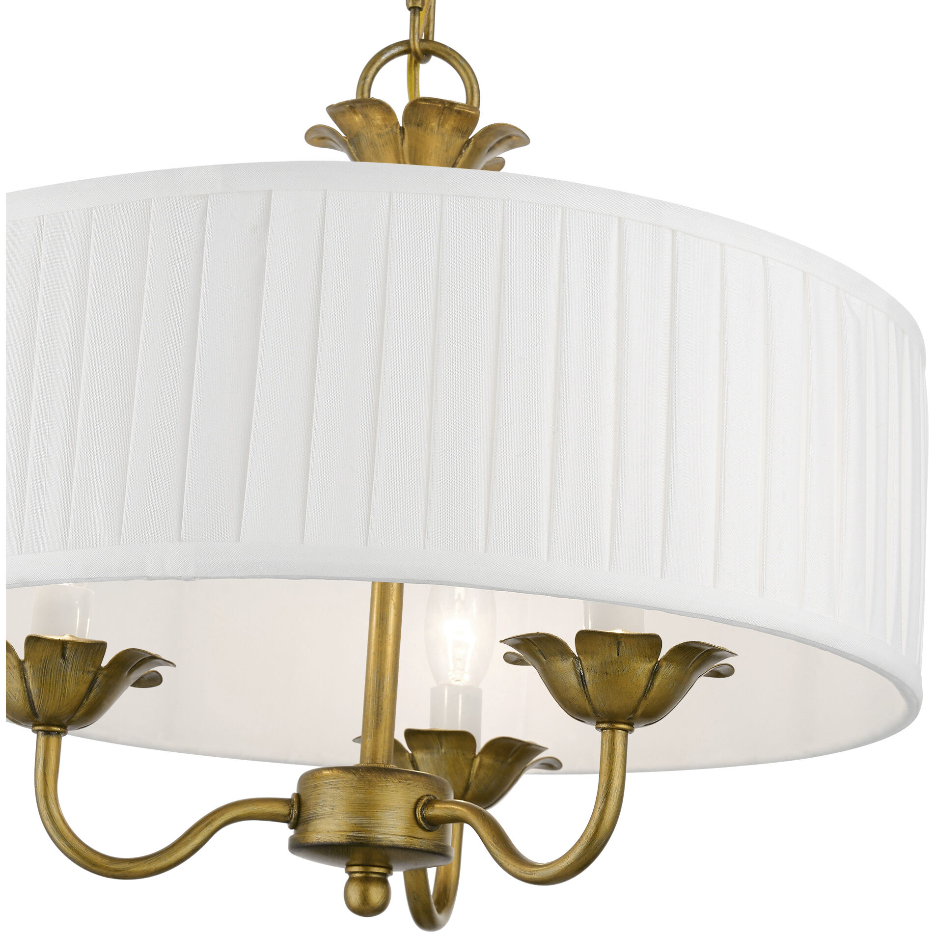 Edinburgh 3 Light 16 inch Antique Gold Leaf Pendant Chandelier Ceiling Light