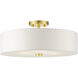 Meridian 4 Light 18 inch Satin Brass Semi Flush Ceiling Light