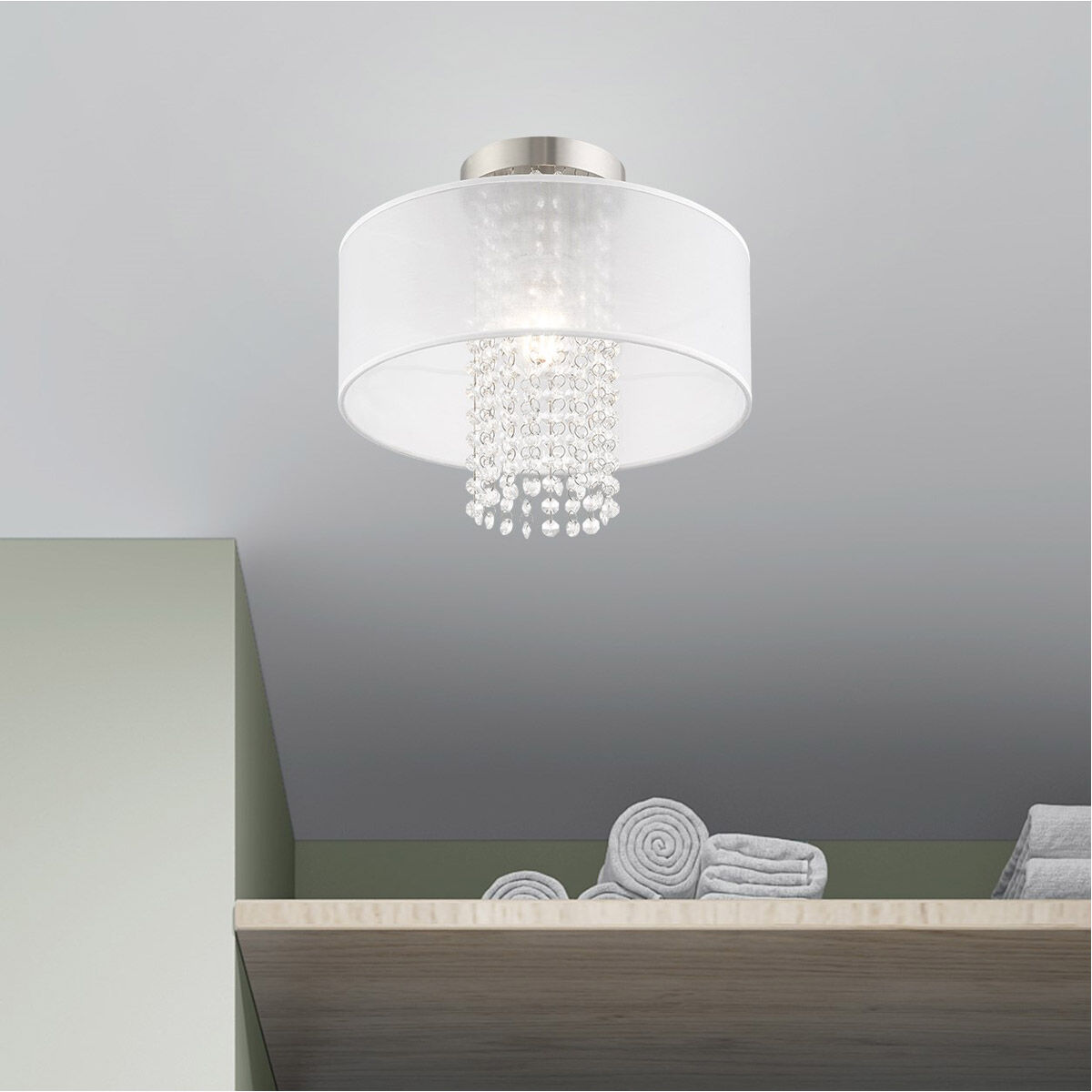 Bella Vista 1 Light 13 inch Brushed Nickel Semi-Flush Mount Ceiling Light