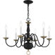 Williamsburg 6 Light 24 inch Black with Antique Brass Accents Chandelier Ceiling Light