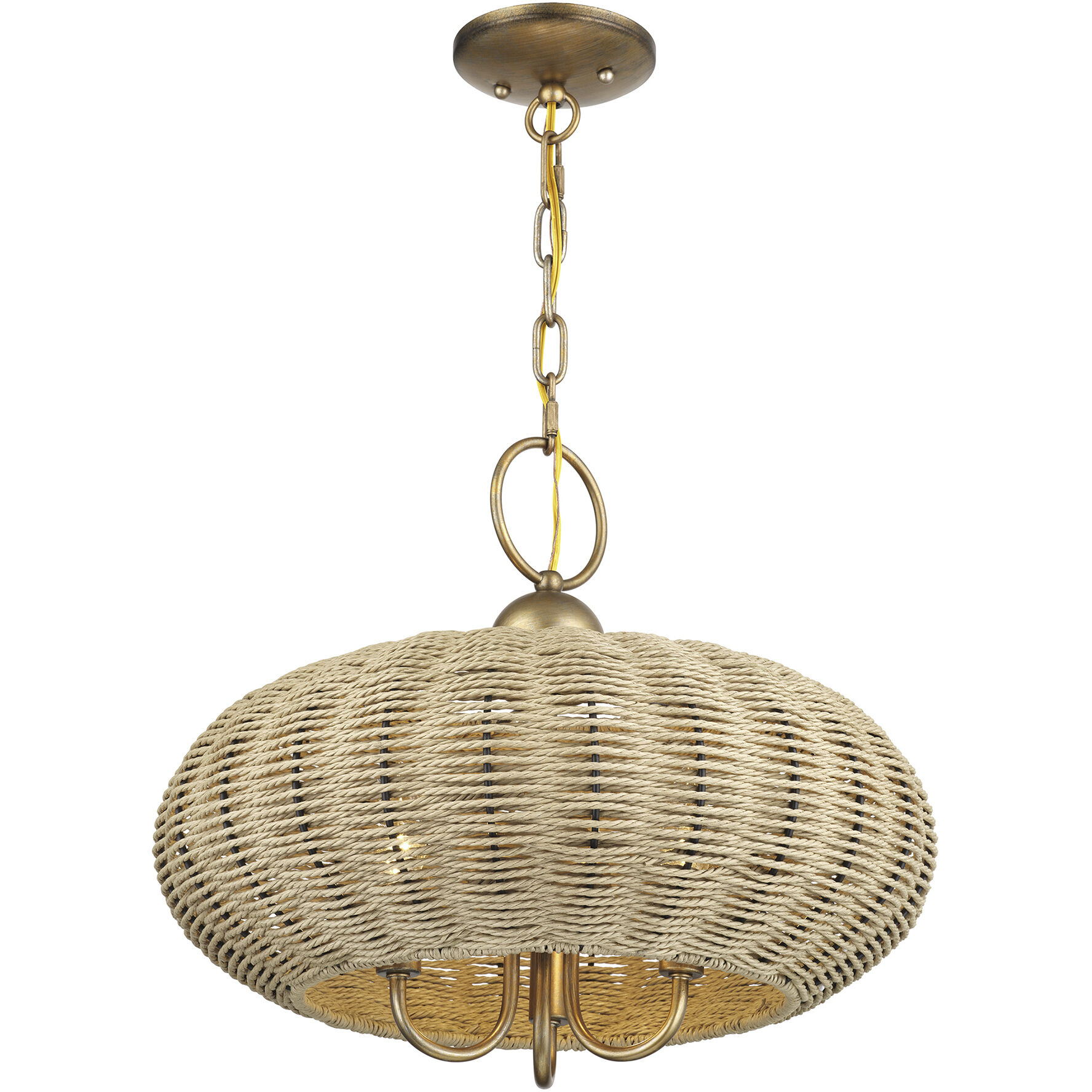 Summervine 3 Light 18 inch Antique Gold Leaf Pendant Chandelier Ceiling Light