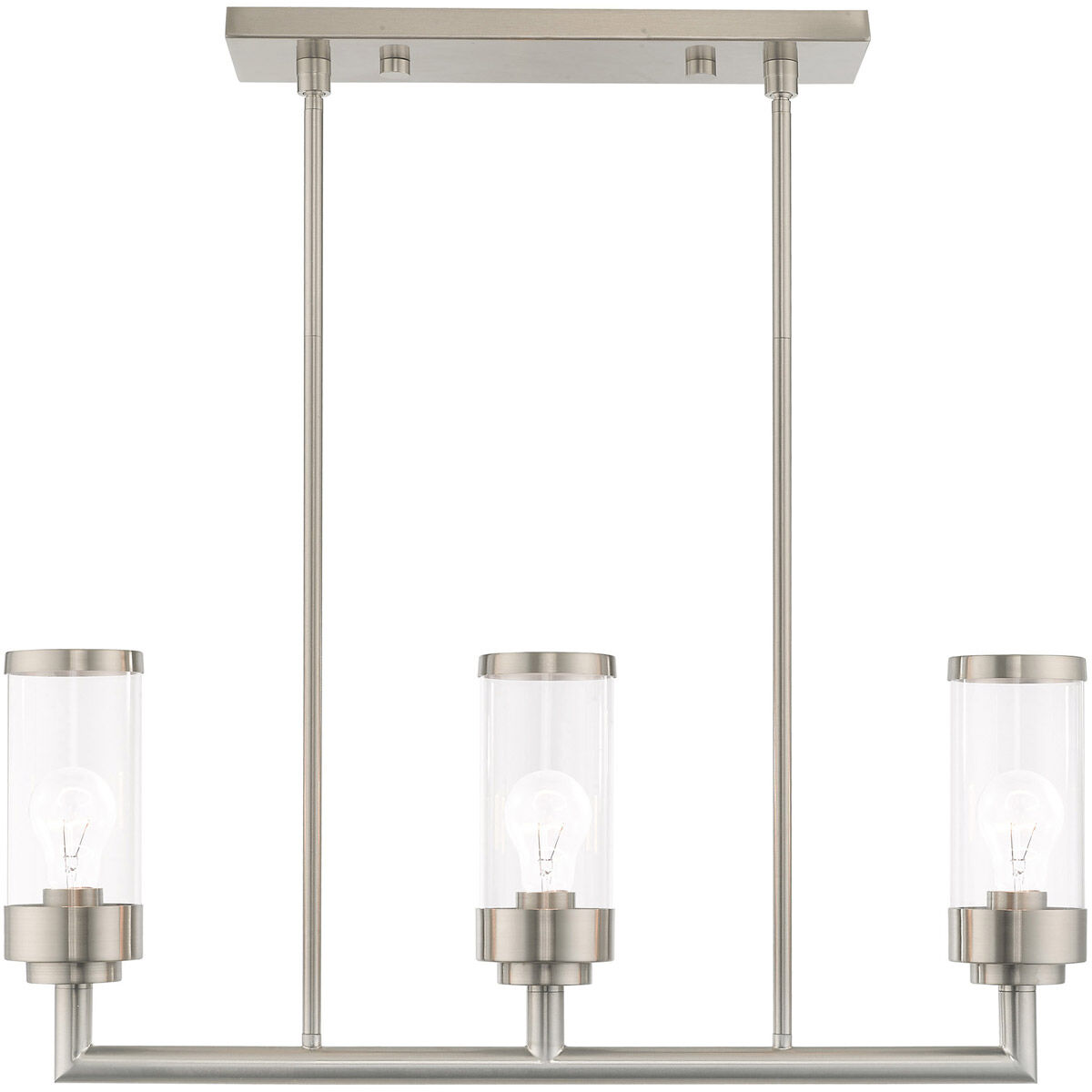 Hillcrest 3 Light 28 inch Brushed Nickel Linear Chandelier Ceiling Light